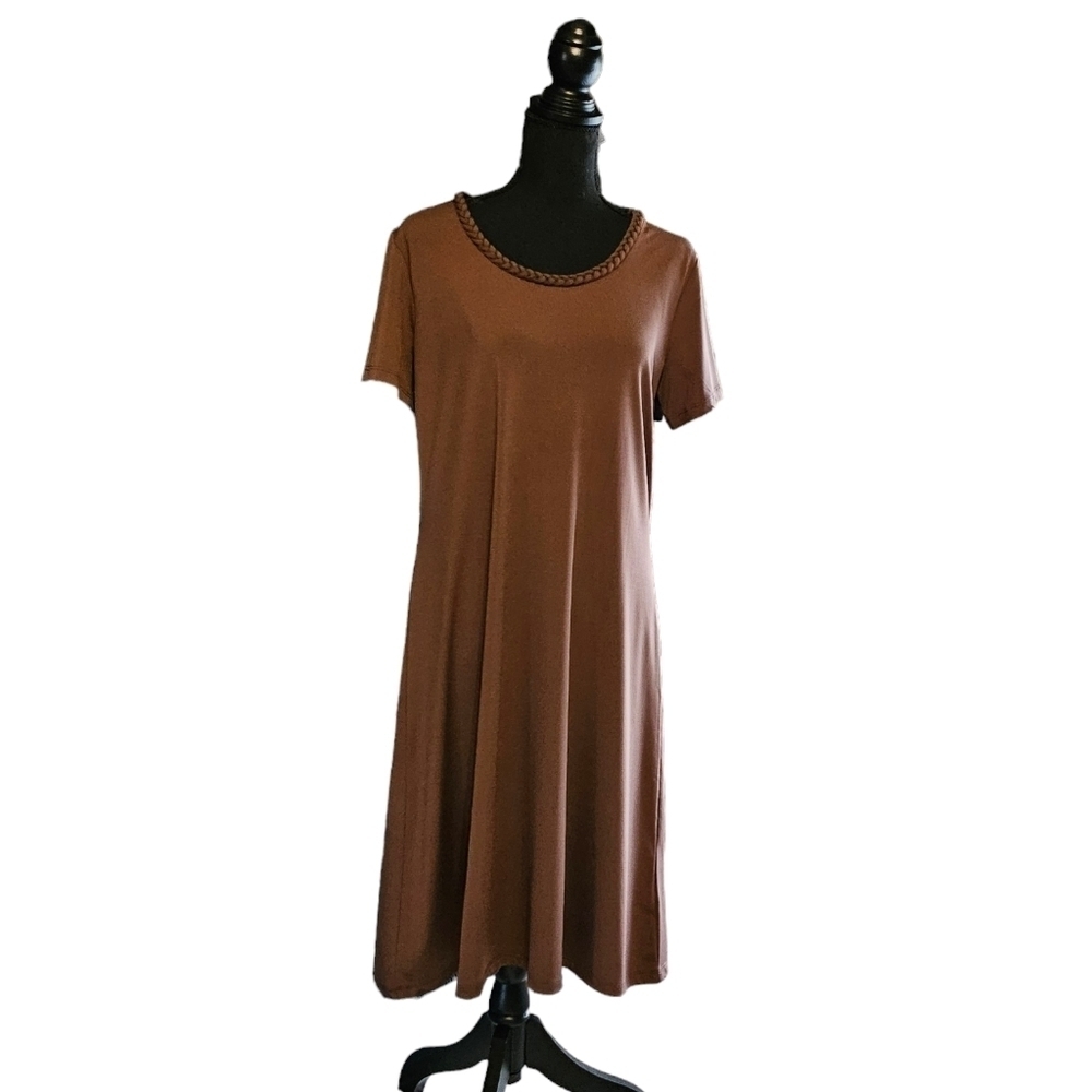 Liz Claiborne Chocolate Brown 90% Polyester 10% Spandex Dress Size M